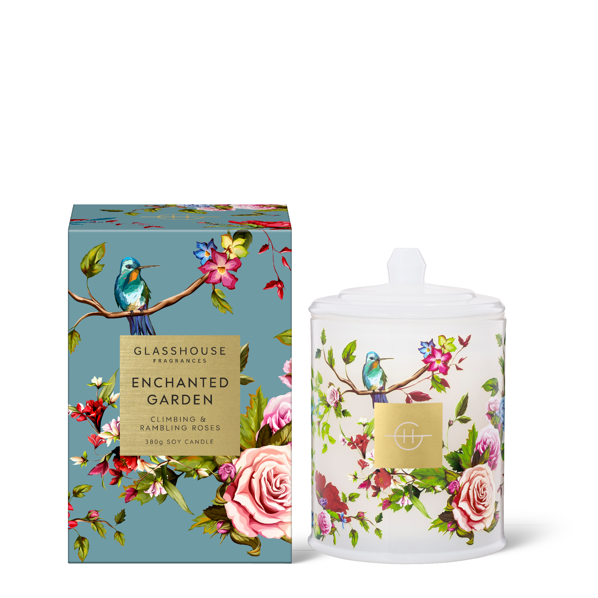 Glasshouse Fragrances Under The Mistletoe Spiced Apple & Red Berries 380g Soy Candle with box