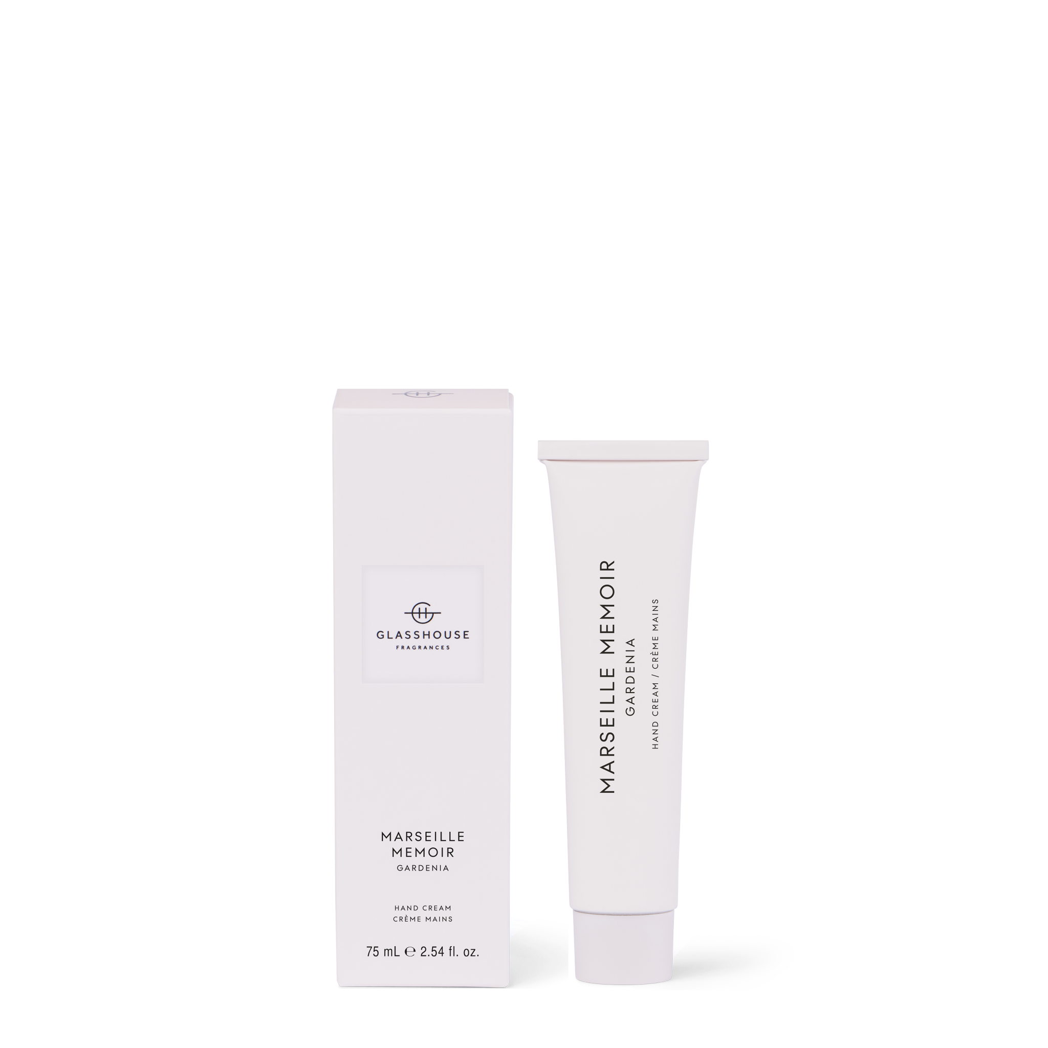 Glasshouse Fragrances Marseille Memoir Hand Cream next to box.