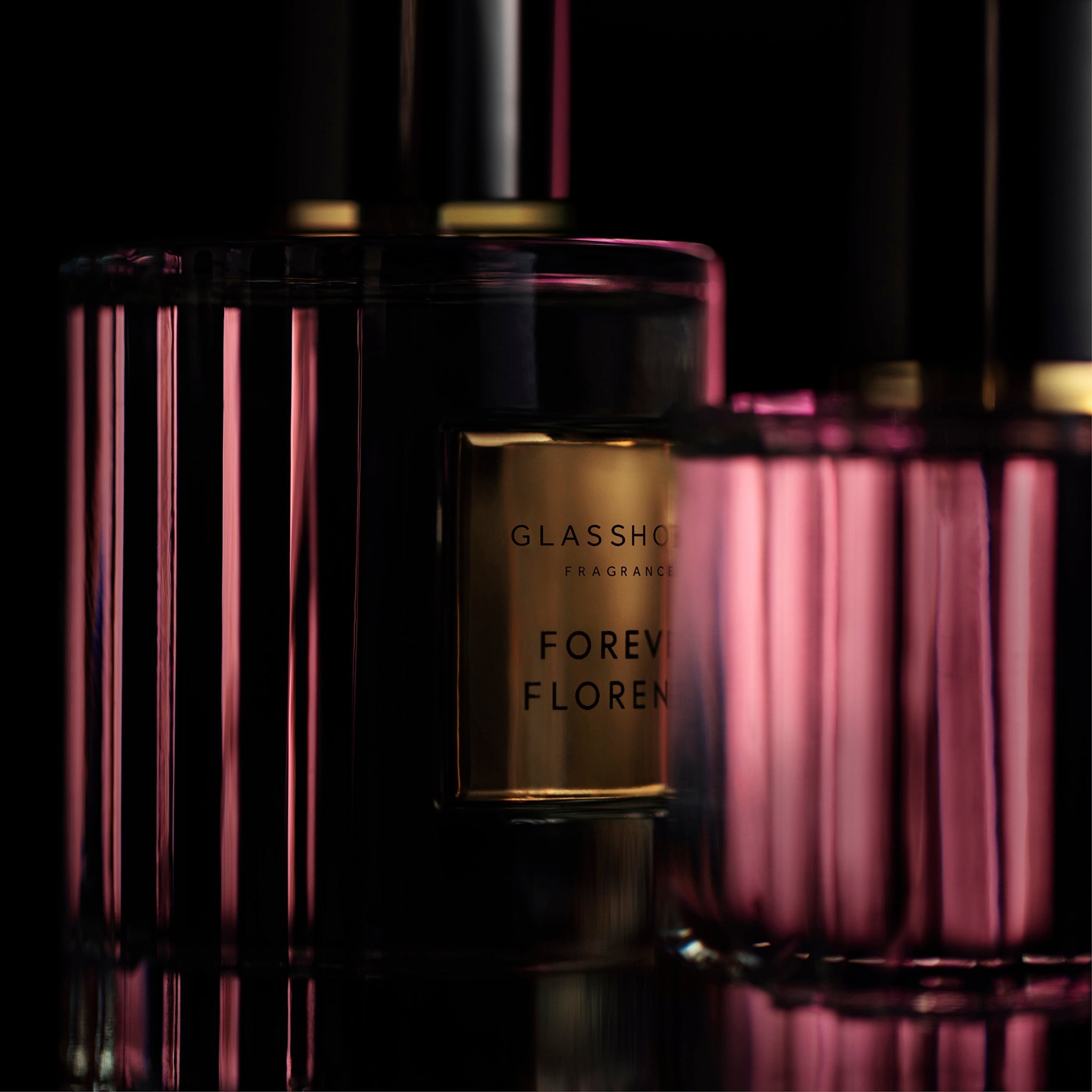 Glasshouse Fragrances Forever Florence Wild Peonies and Lily Eau de Parfum moody close-up product shot
