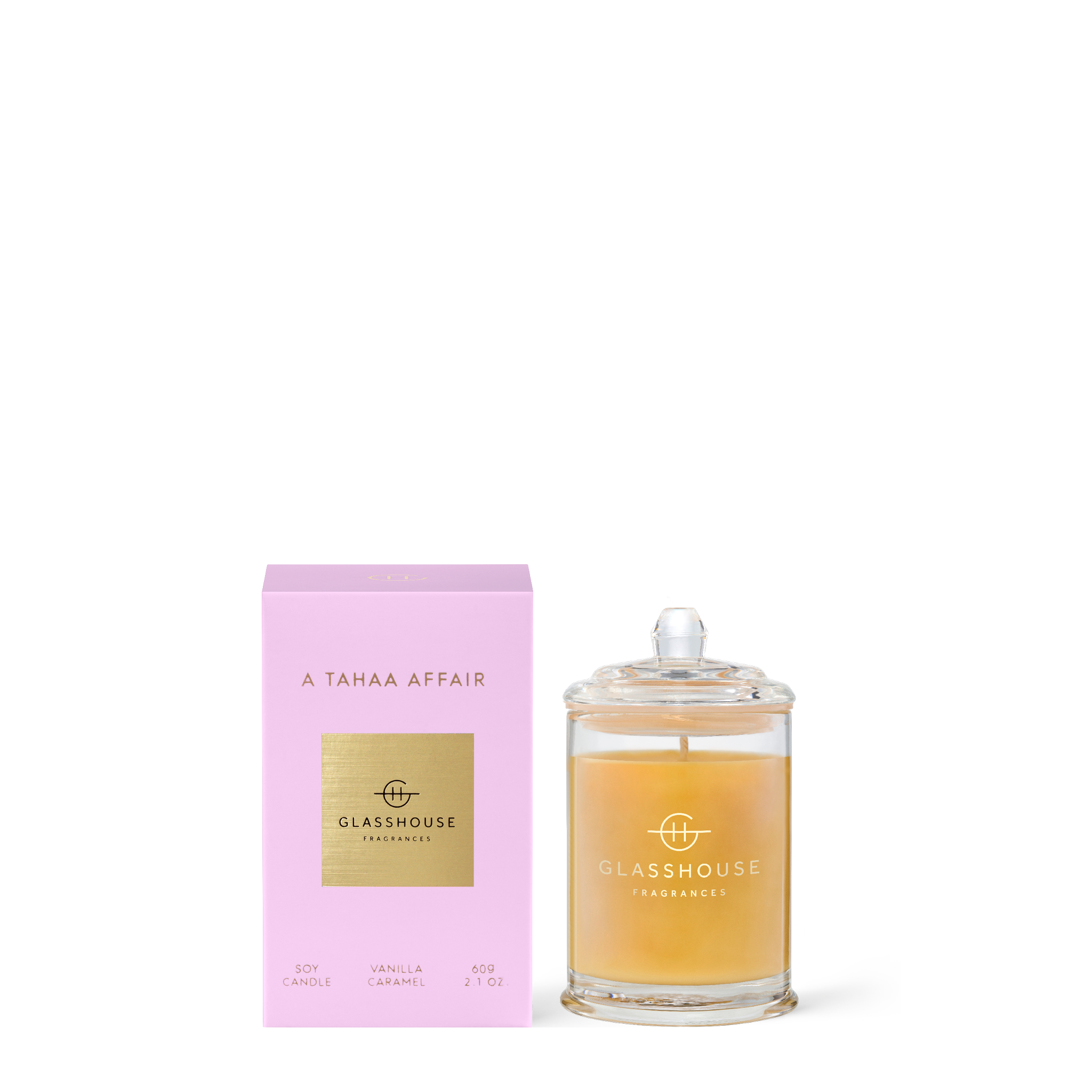 Glasshouse Fragrances A Tahaa Affair Vanilla Caramel 2.1 oz. Candle with box