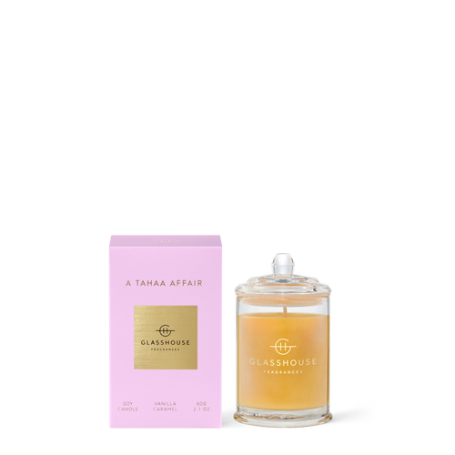 Glasshouse Fragrances A Tahaa Affair Vanilla Caramel 2.1 oz. Candle with box
