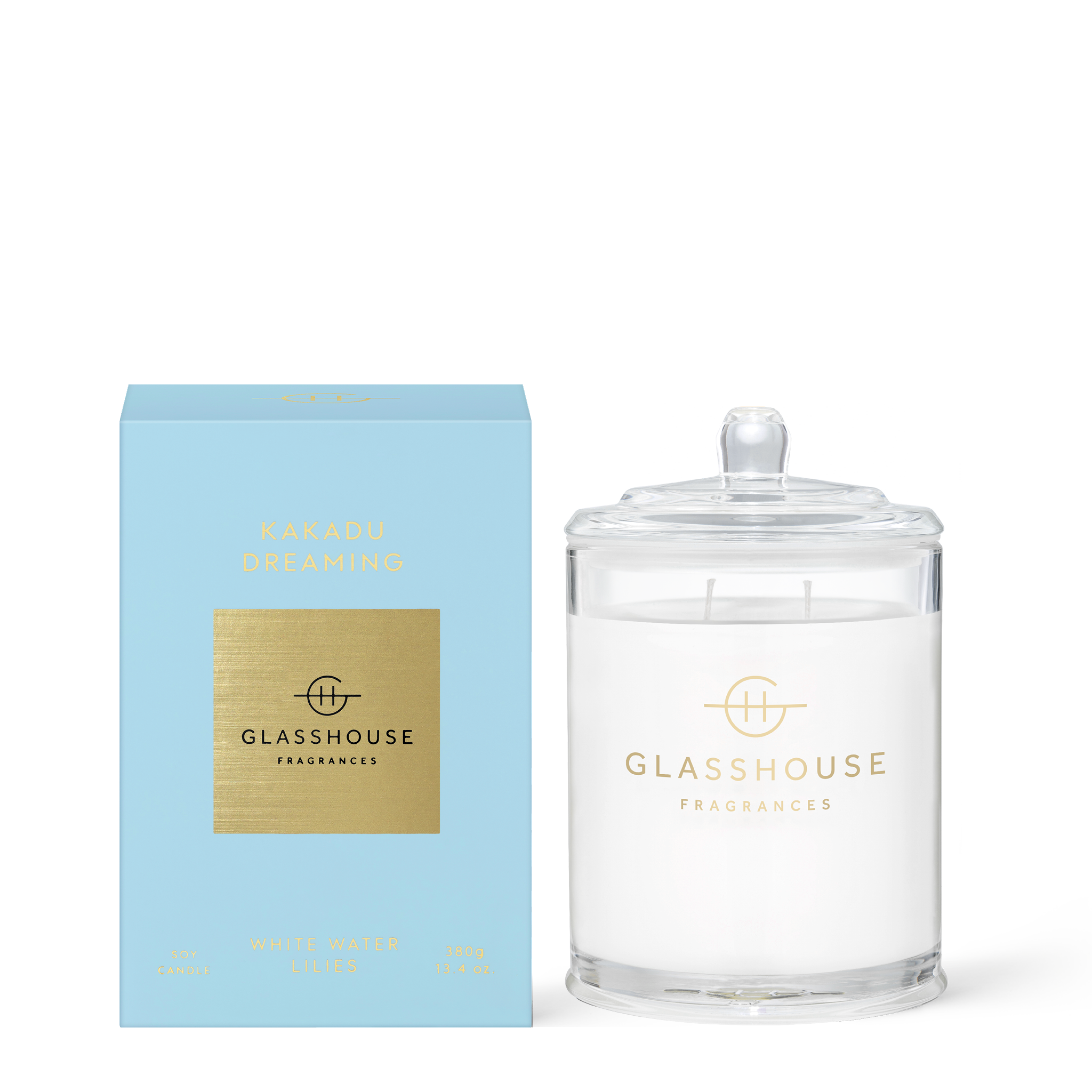 Glasshouse Fragrances Kakadu Dreaming White Water Lilies 380g Soy Candle