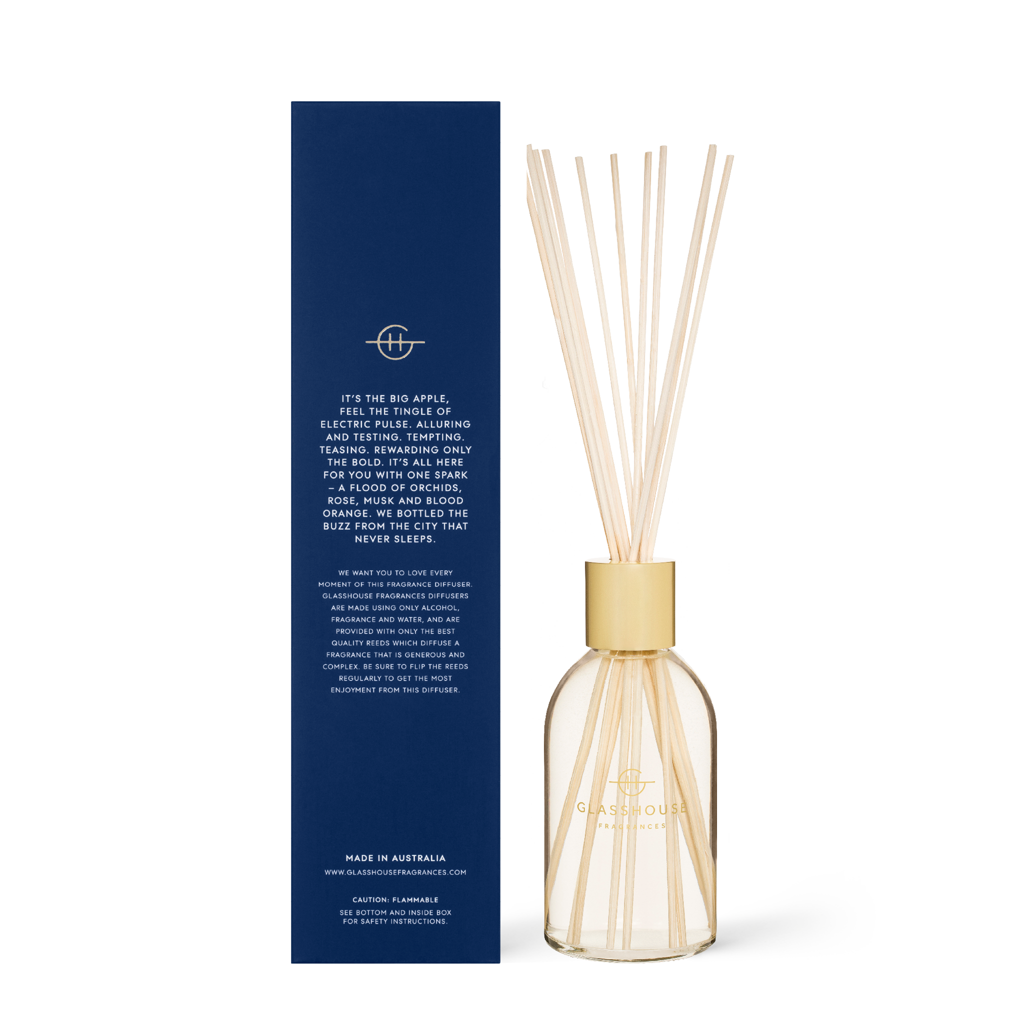 Glasshouse Fragrances I'll Take Manhattan Orchids and Blood Orange 250mL Scent Diffuser with box