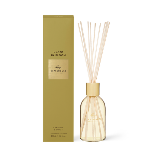Glasshouse Fragrances Kyoto in Bloom Camellia and Lotus 250mL Scent Diffuser with box