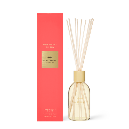 Glasshouse Fragrances One Night in Rio Passionfruit and Lime  8.4 fl. oz. Fragrance Diffuser with box