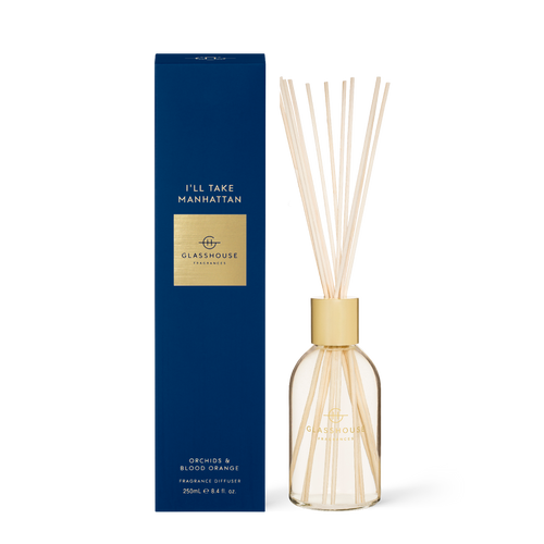 Glasshouse Fragrances I'll Take Manhattan Orchids and Blood Orange 250mL Scent Diffuser with box