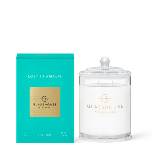 Glasshouse Fragrances Lost in Amalfi Sea Mist 380g Soy Candle with box