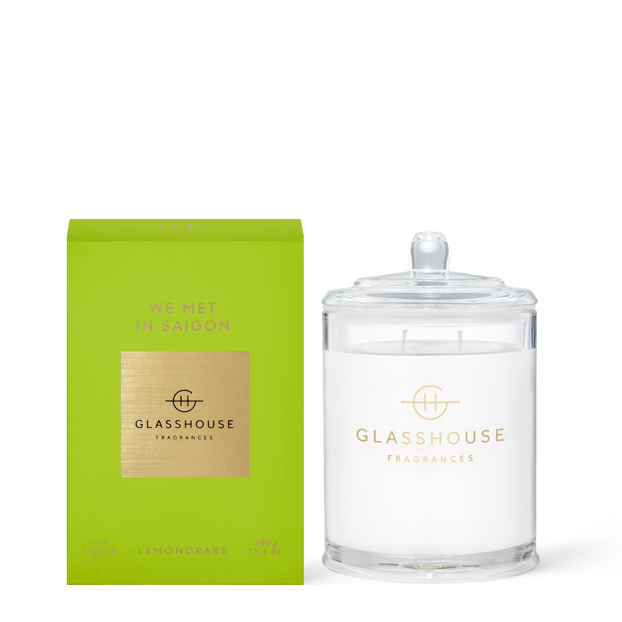 Glasshouse Fragrances We Met in Saigon Lemongrass 380g Soy Candle with box
