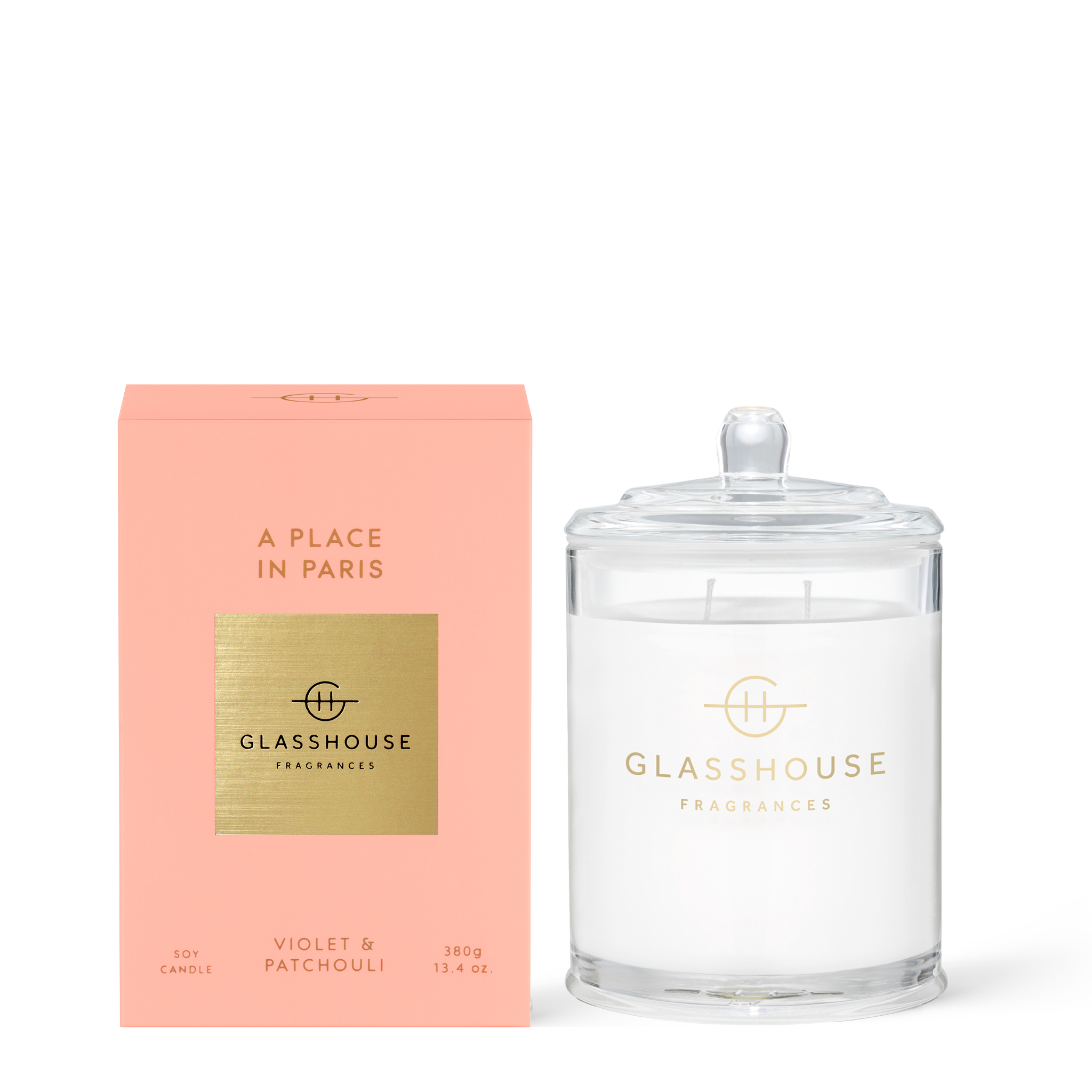 Glasshouse Fragrances A Place in Paris Cedarwood Bergamot  380g Soy Candle with box