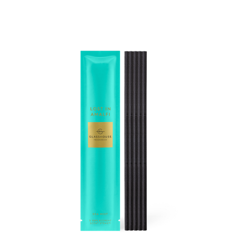 Glasshouse Fragrances Lost in Amalfi Sea Mist Scent Scene™ Liquidless Diffuser stems with packet