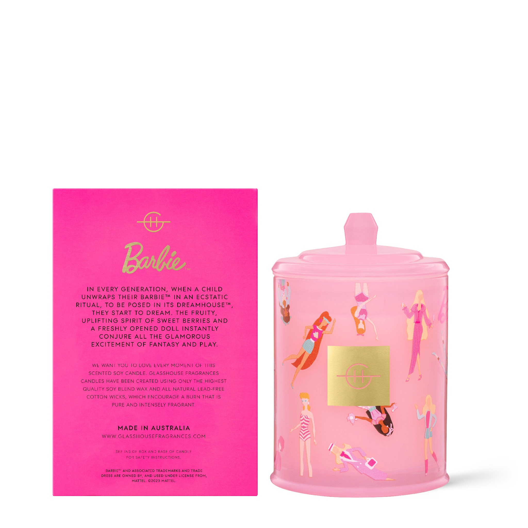 Back of product image Barbie Dreamhouse™ 380g Triple Scented Soy Candle